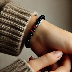 Multicolor Beaded Bracelet with Gold  Accents set of 4